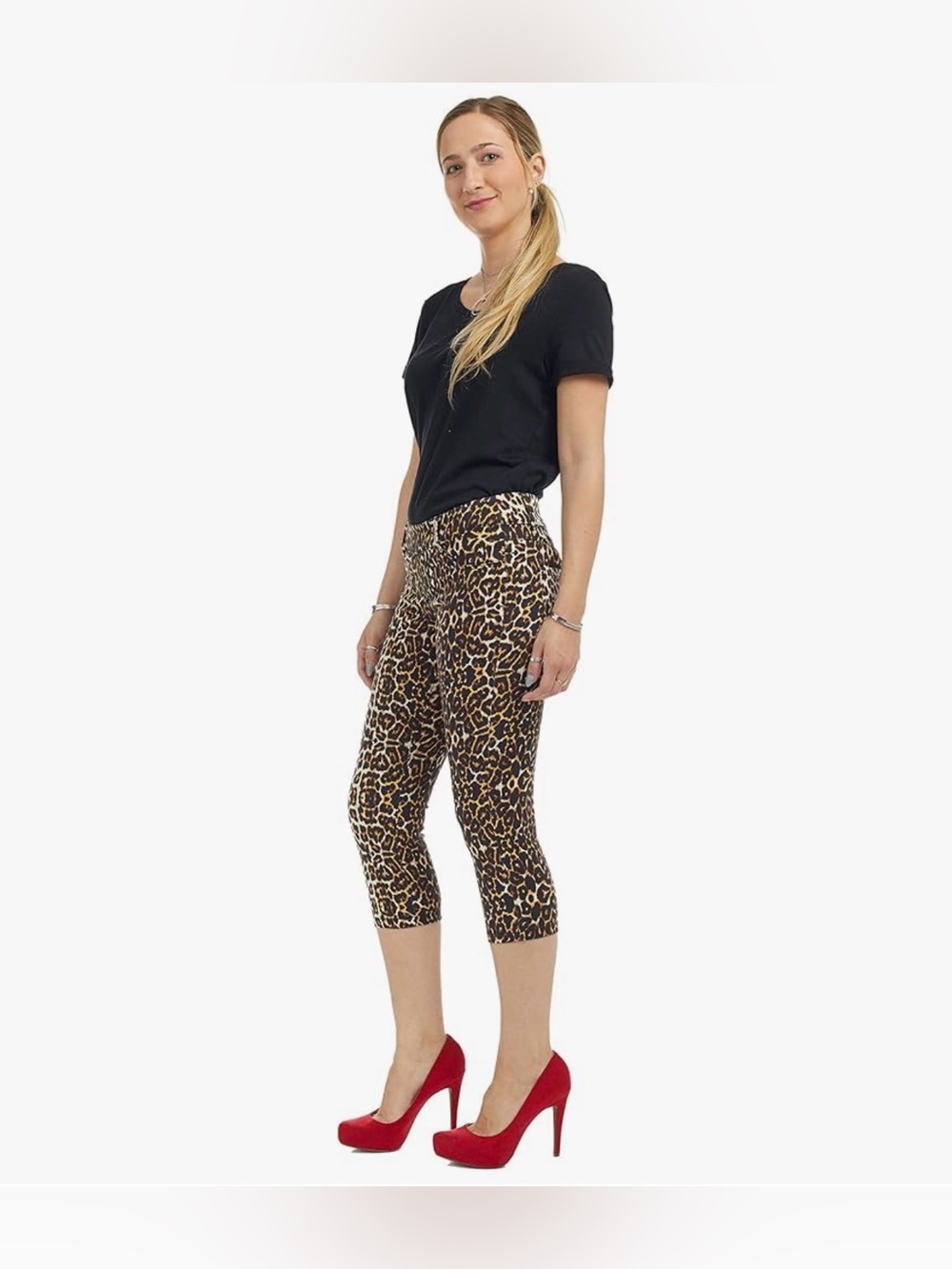 Suko jeans Women’s Denim Capris Pull On POWER Stretch 17637SC Leopard 10